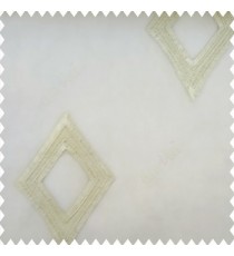 Beige color geometric designs embroidery diamond deice shapes with transparent fabric polyester sheer curtain